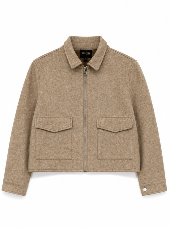 Truth By Republic Jackets & Blazers - Truth Cropped Khaki Zip-Front Shirt Jacket